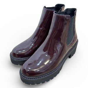 Limelight Chunky Chelsea Rain Boots Waterproof Sz 8 Burgundy Wine Lug Sole NWOB